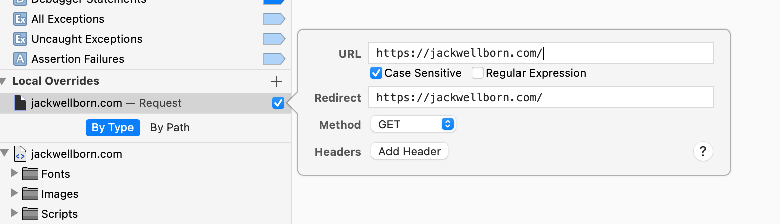 Safari Request Overrides