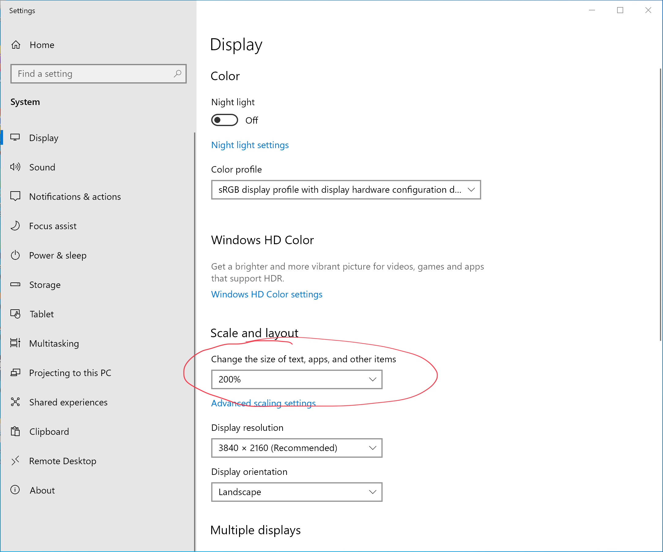 Windows 10 Display Settings