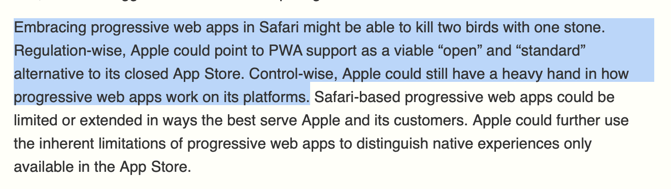 Thoughts on Safari PWAs from last year