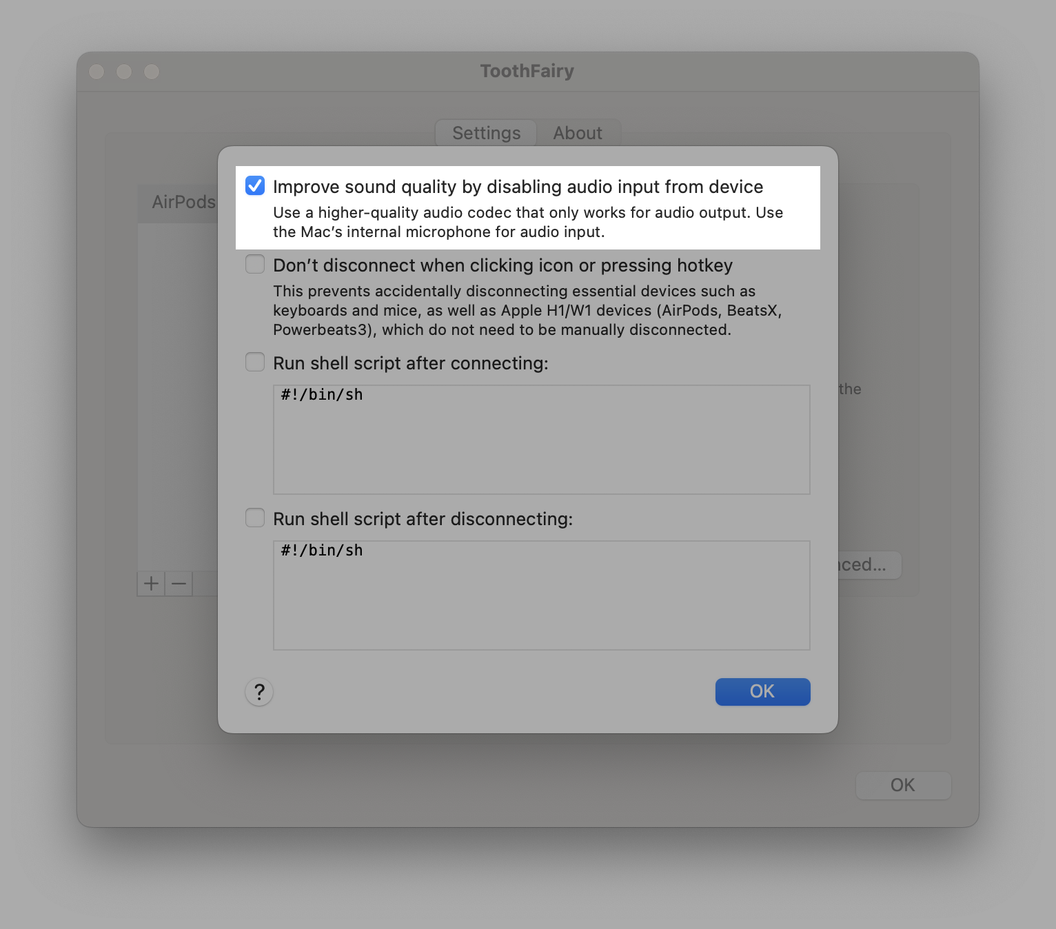 ToothFairy Can Automatically Disable Airpod Input