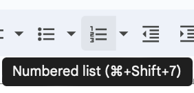 A button to add numbered list formatting