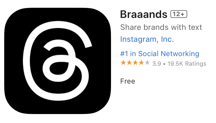 Threads app description renamed to "Brands"